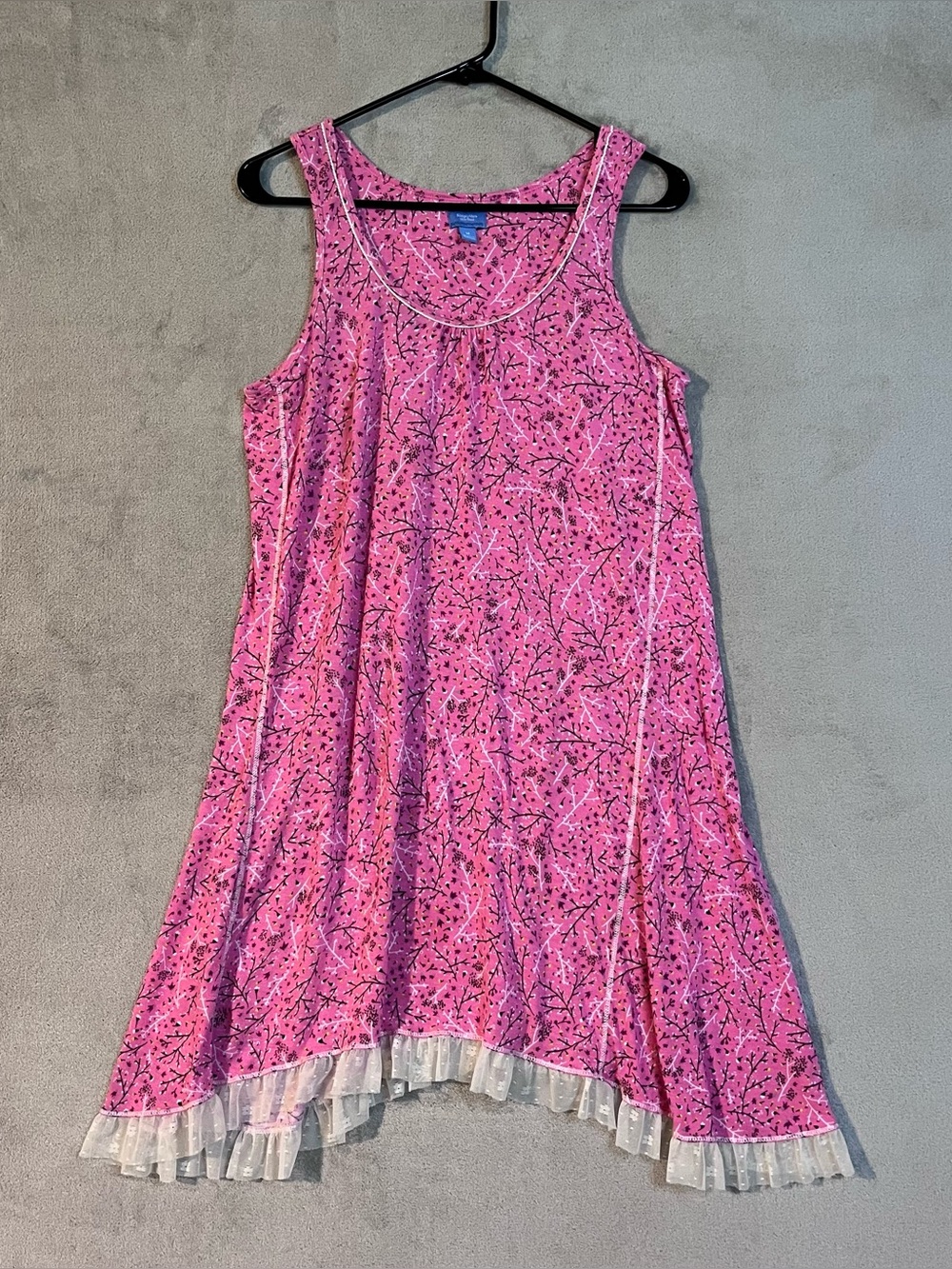 Simply Vera Ruffle Hem Pink Nightgown Sleeveless Womens M